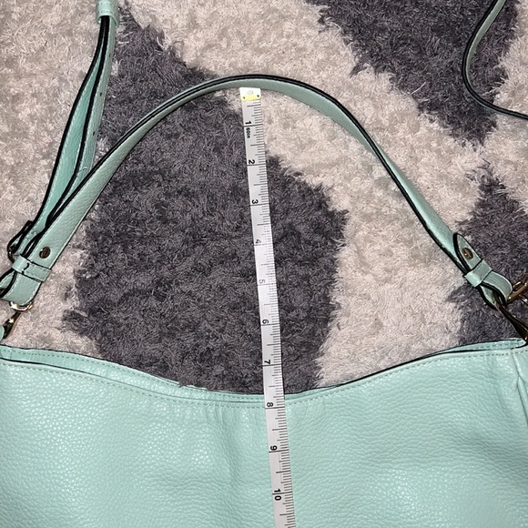 Aqua slouchy purse with adjustable/removable cross body strap - Picture 8 of 14
